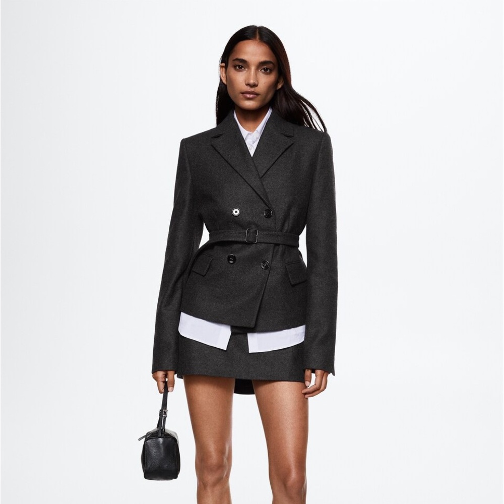 XS Grey Wool blazer with belt